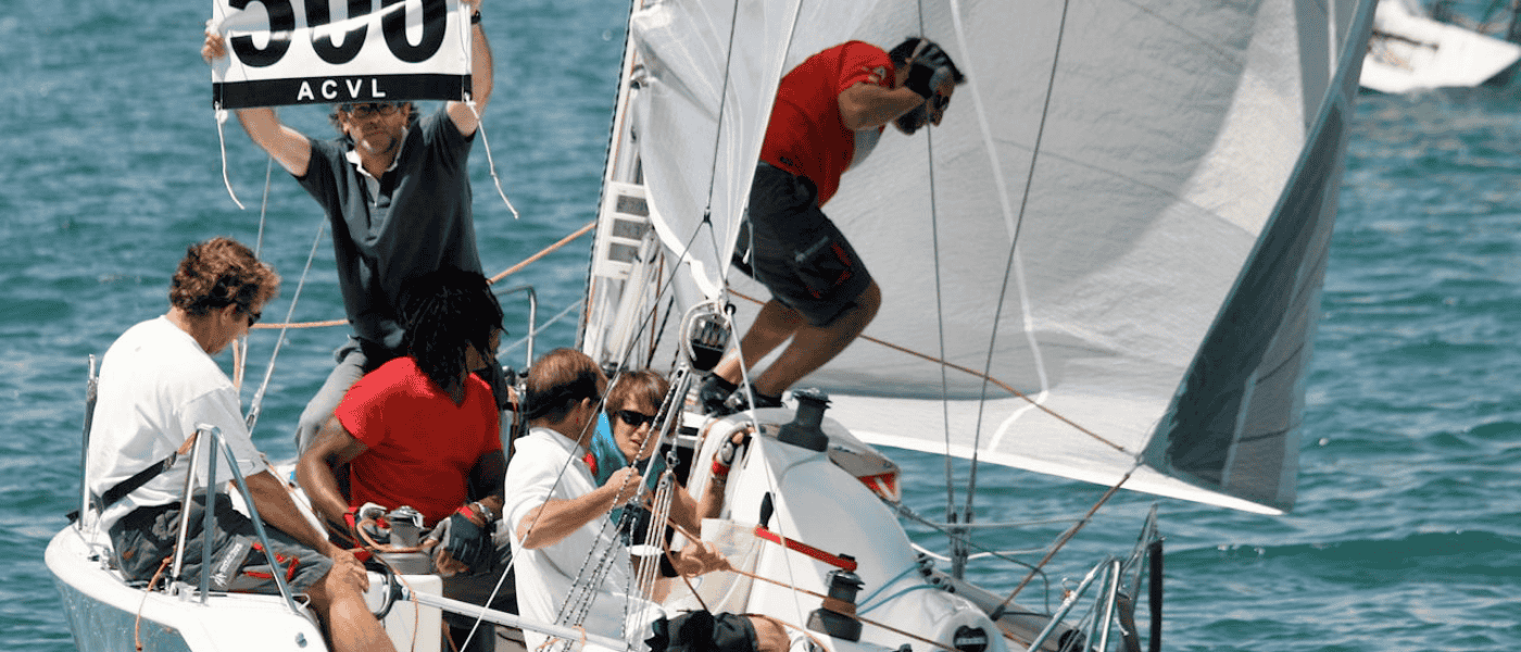 Team on board during regatta